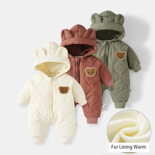 Baby Outwear Fur Lining Warm Jumpsuit