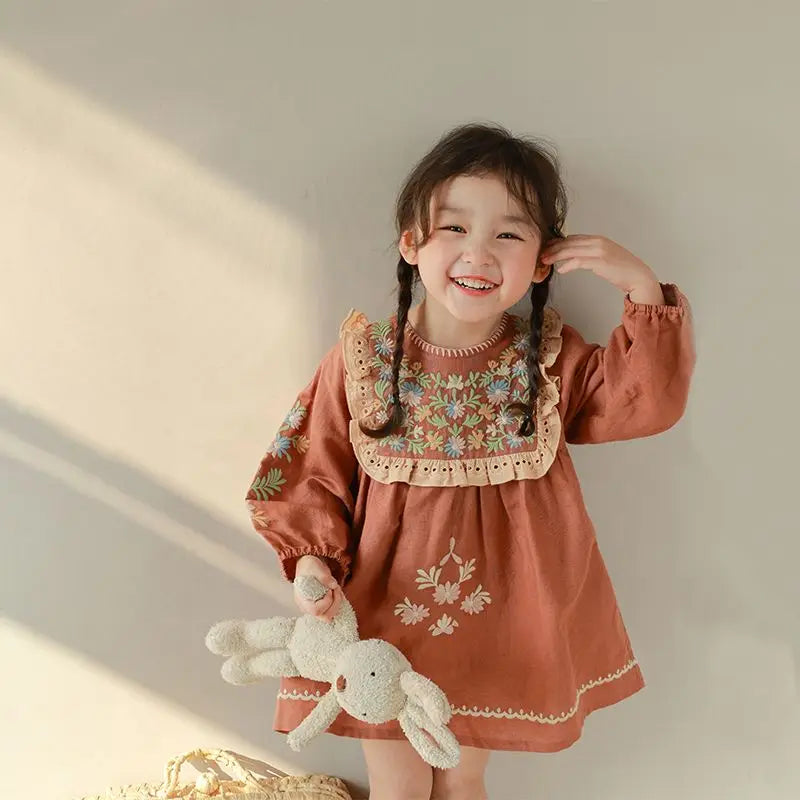 Girls Retro Floral Lovely Dress