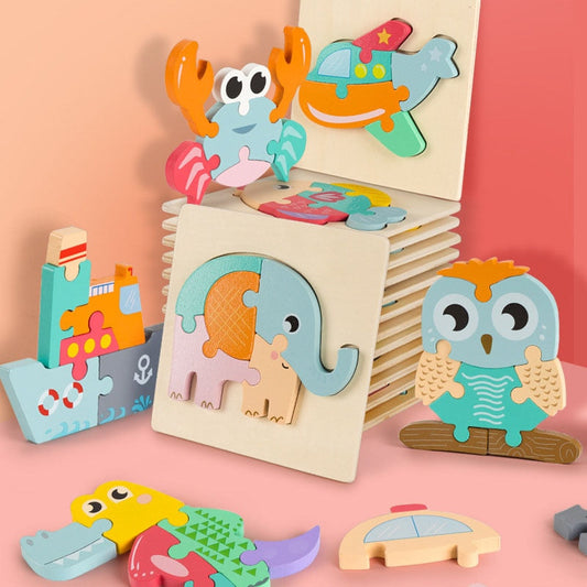 Cartoon Animal 3D Wooden Puzzle