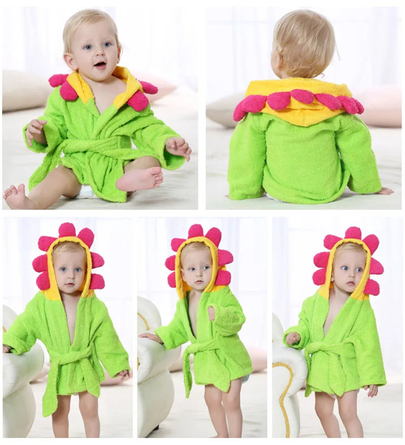 Kids Cotton Robes Bath Hood  Towel