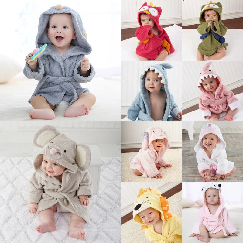 Kids Cotton Robes Bath Hood  Towel