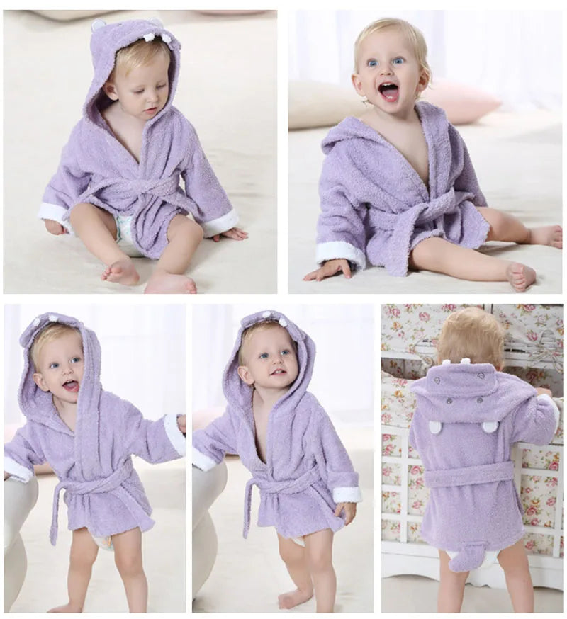 Kids Cotton Robes Bath Hood  Towel